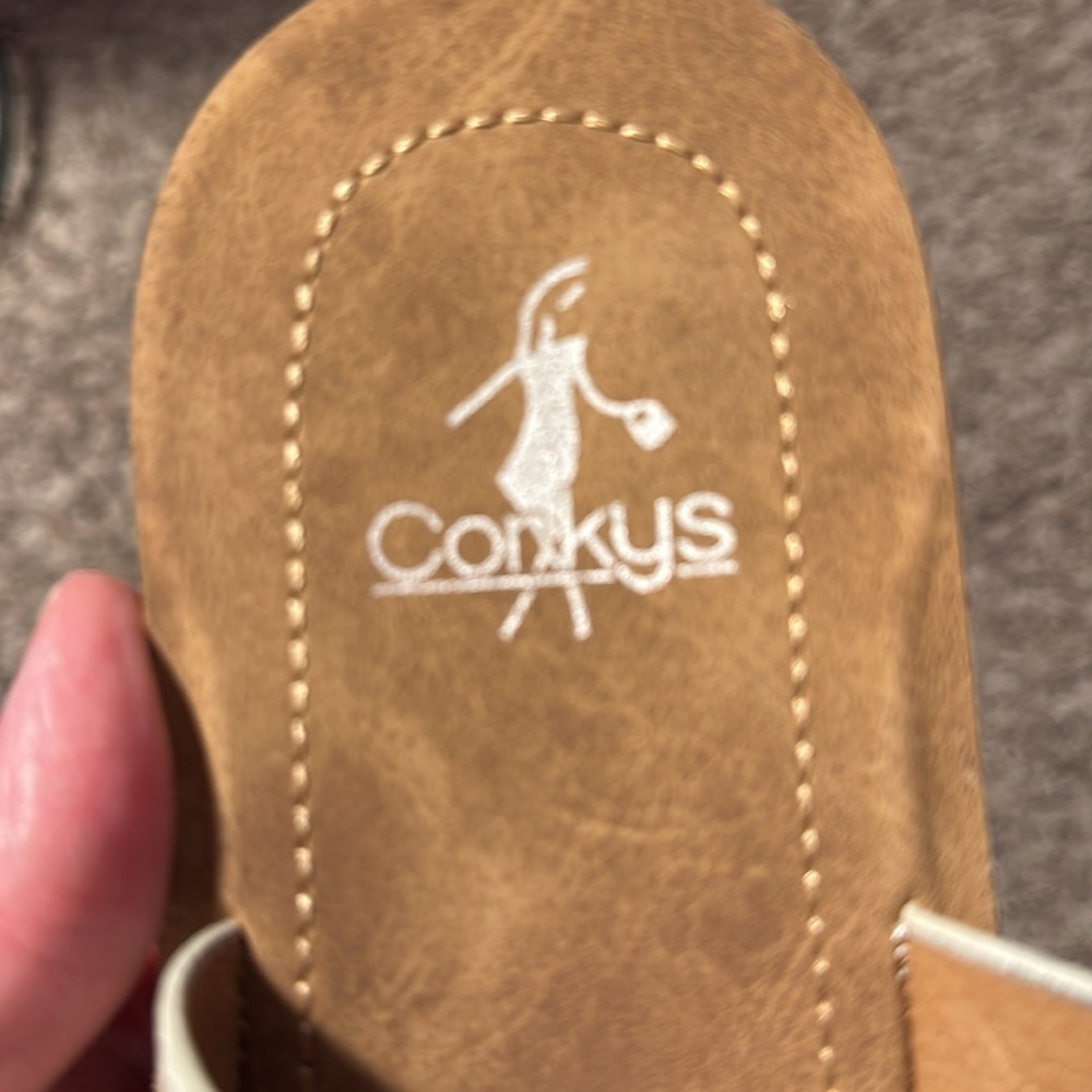 Corkys Sandal Womens 8 Lydia White Metallic Multi Strap Slip On / Box 29-1 - Picture 8 of 9